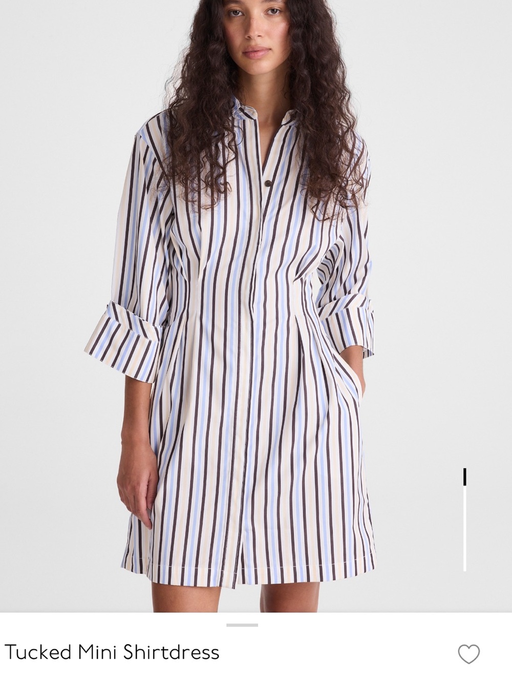 Madewell Vertical Stripe Tucked Mini Shirtdress - White, Blue & Brown